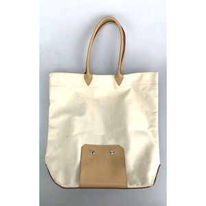 Fatta Fabbrica Italiana Folding Tote Leather Nylon Tan Organizer Purse